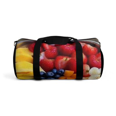 fruit print duffel bag